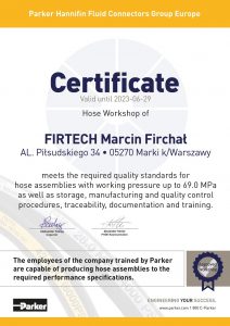 certfikat Parker